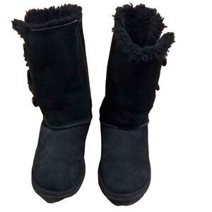 UGG Black Bailey Button Suede Winter Boots Womens US 5 EU 35